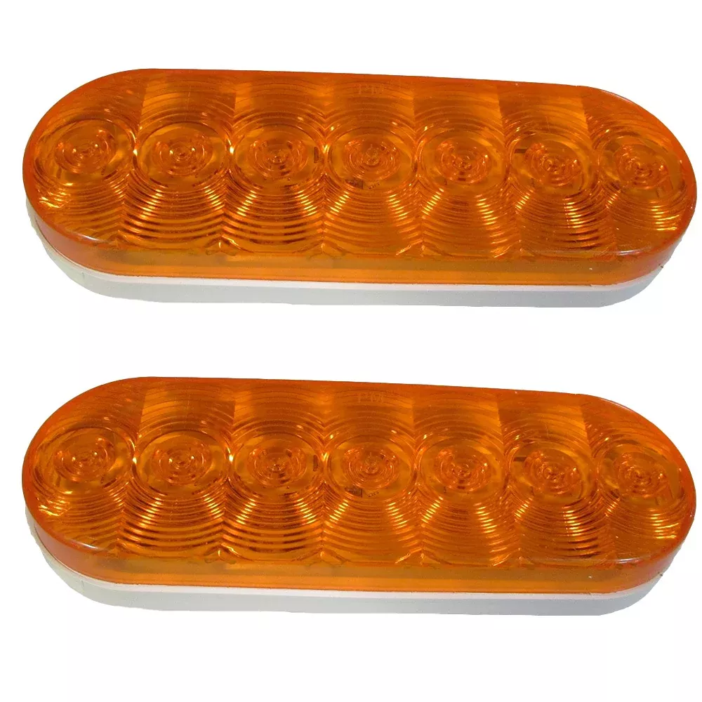 019-03-300 (2) Two Orange 6" Oval 12 Volt LED Lights STT (Stop / Turn / Tail)