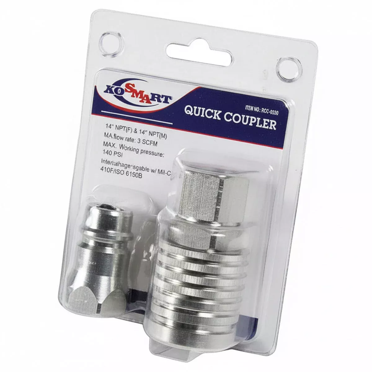 AGSMART PUSH TO CONNECT QUICK COUPLER WITH TIP - 1/2" BODY x 1/2" NPT - VISIPACK