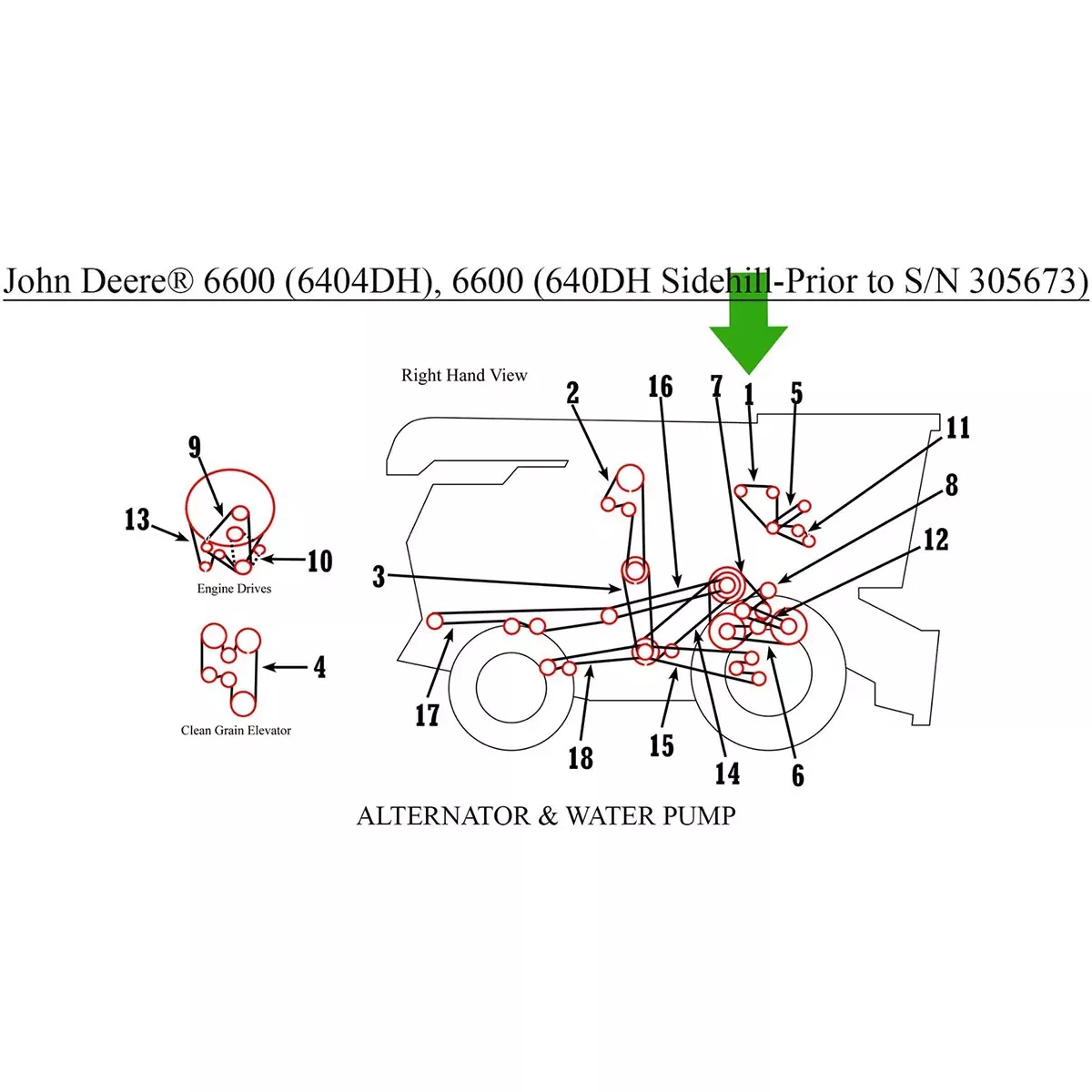 Alternator and Water Pump or Engine Fan Countershaft Belt for John Deere Combine | H85377