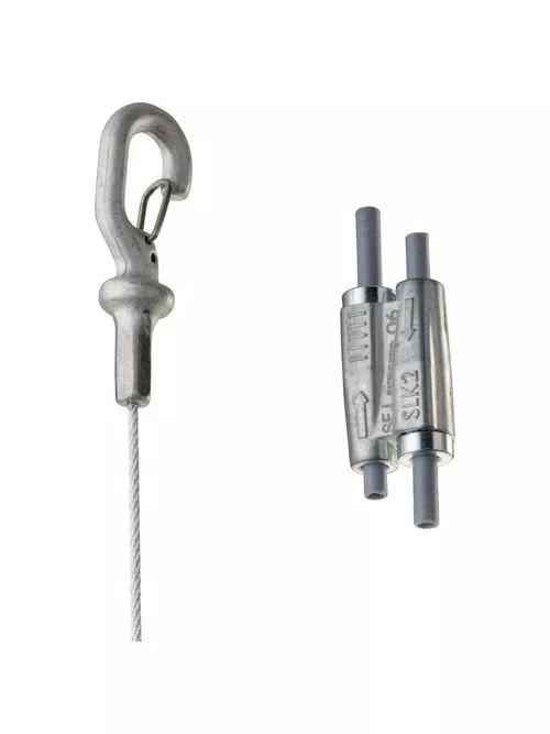 Caddy SLK2L2 Tool-free 2mm Wire Rope Hanger Kit with Hook End-Fitting - 6.6' Long - 100LB