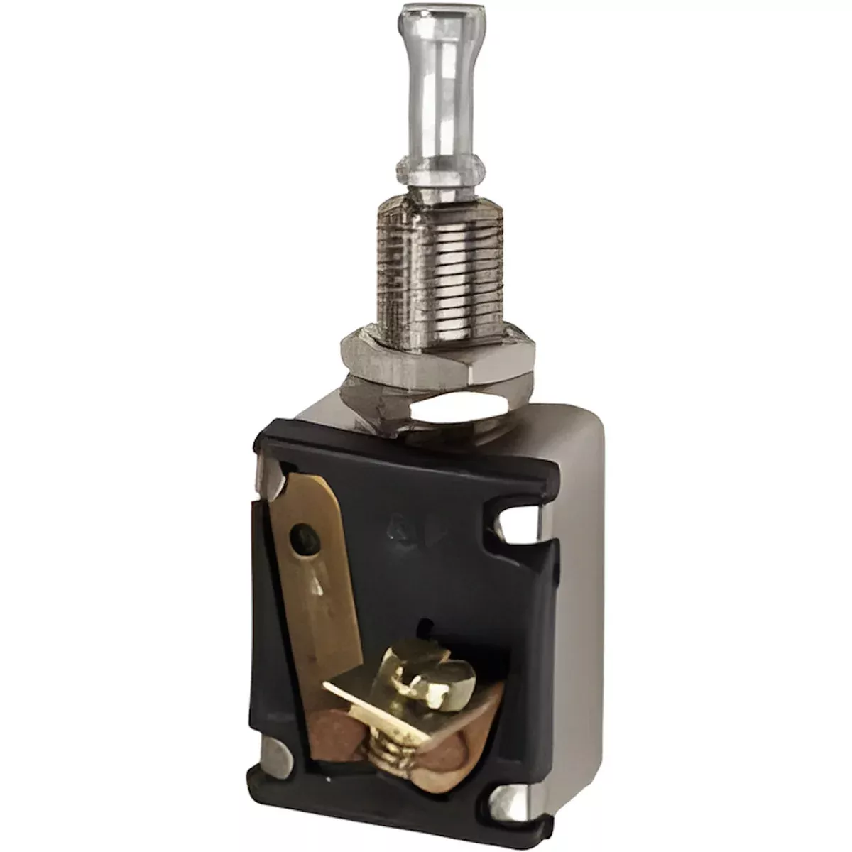 CHROME KNOB PUSH/PULL - SINGLE POLE VERTICAL, NON FUSED FOR GROUNDED FRAME