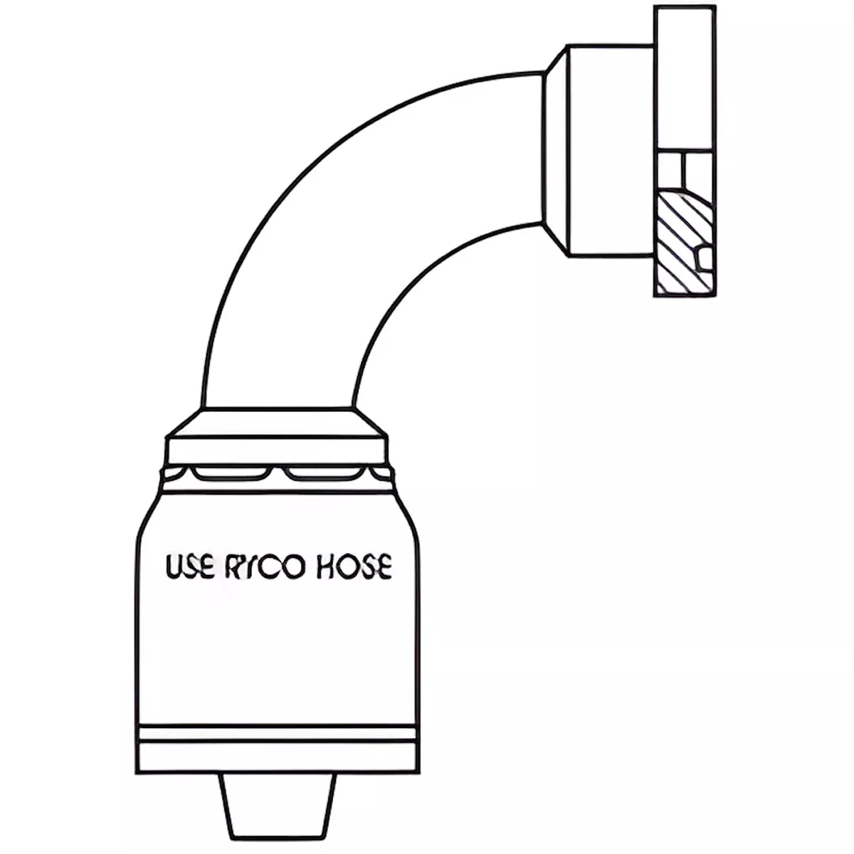 CODE 61 FLANGE 90 DEGREE BEND WITH 3/4 INCH THREAD FOR 3/4 INCH HOSE