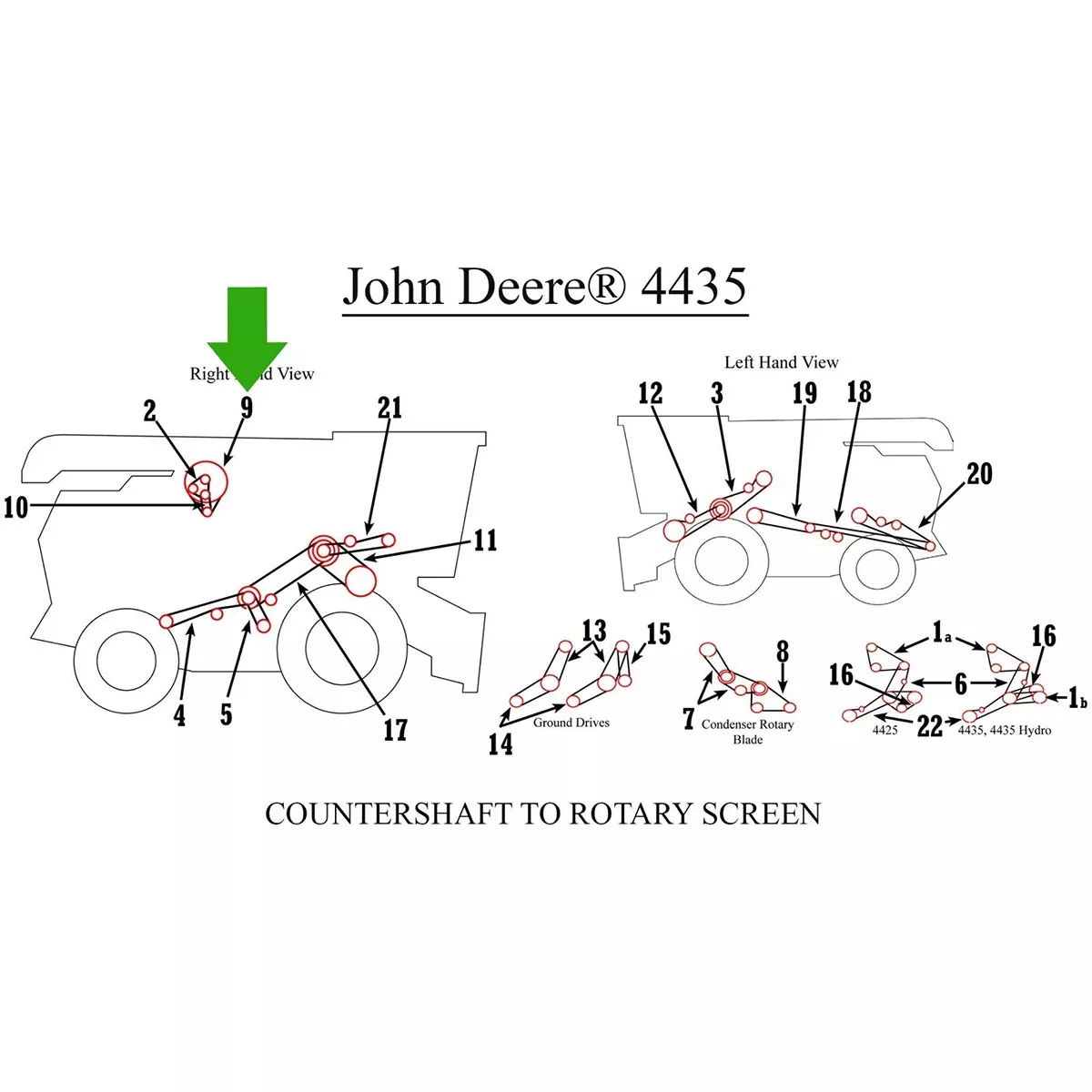 Countershaft to Rotary Screen Belt for John Deere 4435 | Z46764