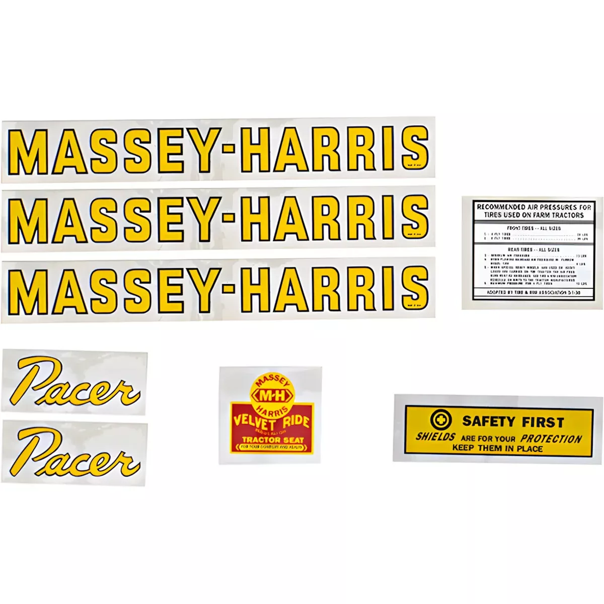 Decal Set for Massey Harris Pacer Mylar