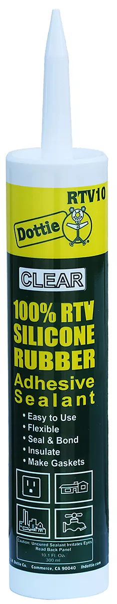 Dottie RTV10 Clear Silicone Sealant, 10.1oz Cartridge