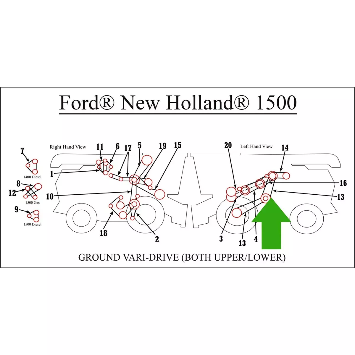 Ground Variable Drive Belt for Ford New Holland 1500 | 356025