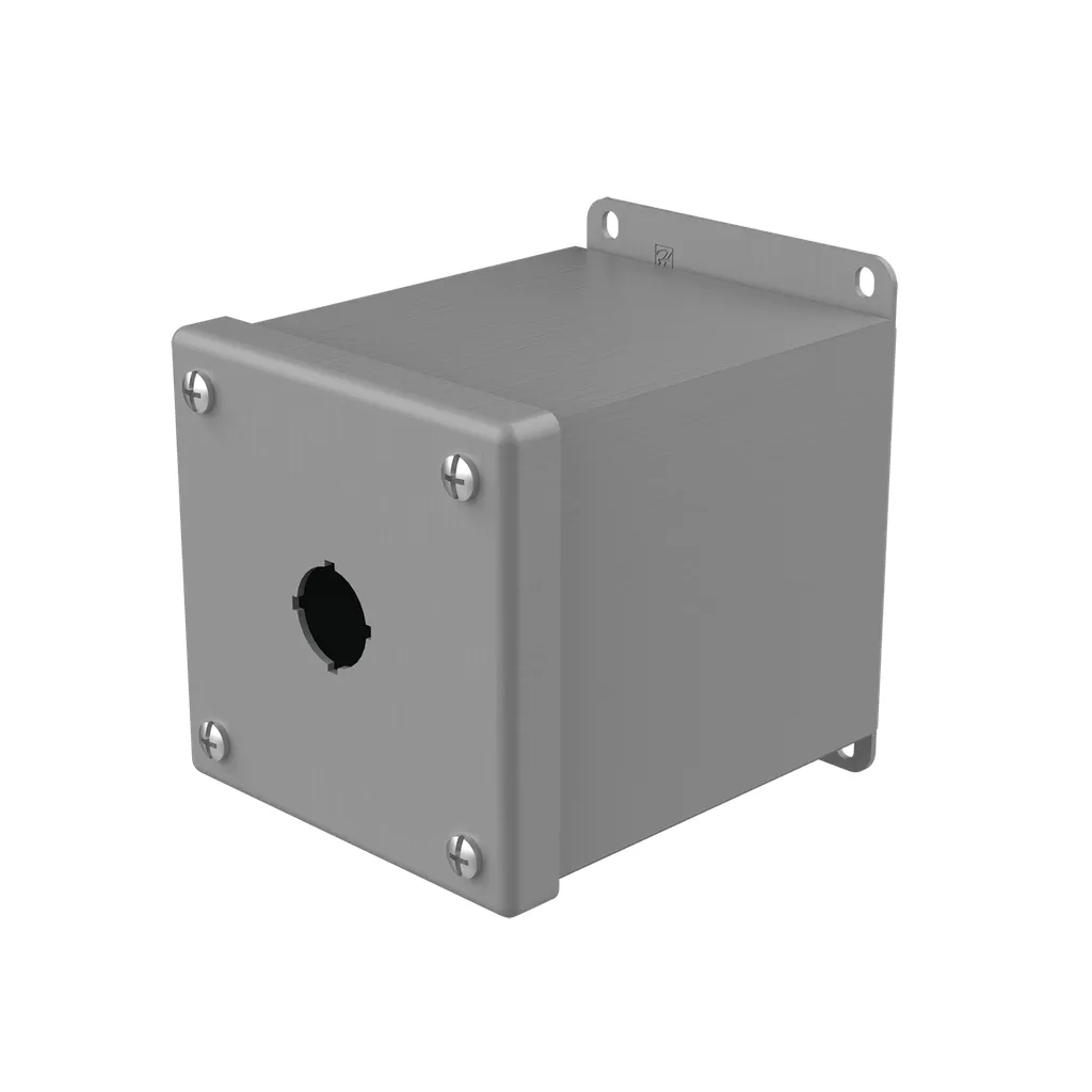Hoffman E1PBXM Extra-Deep Pushbutton Enclosures, Type 12, 1PB x 22.5mm, Gray, Steel