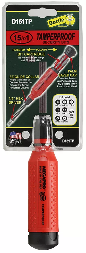 LH Dottie D151TP Red/Black 15-In-1 Tamperproof Screwdriver