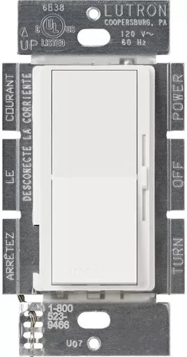 Lutron DVLV-600P-WH Single Pole 450W Magnetic Low-Voltage DIVA Dimmer - White