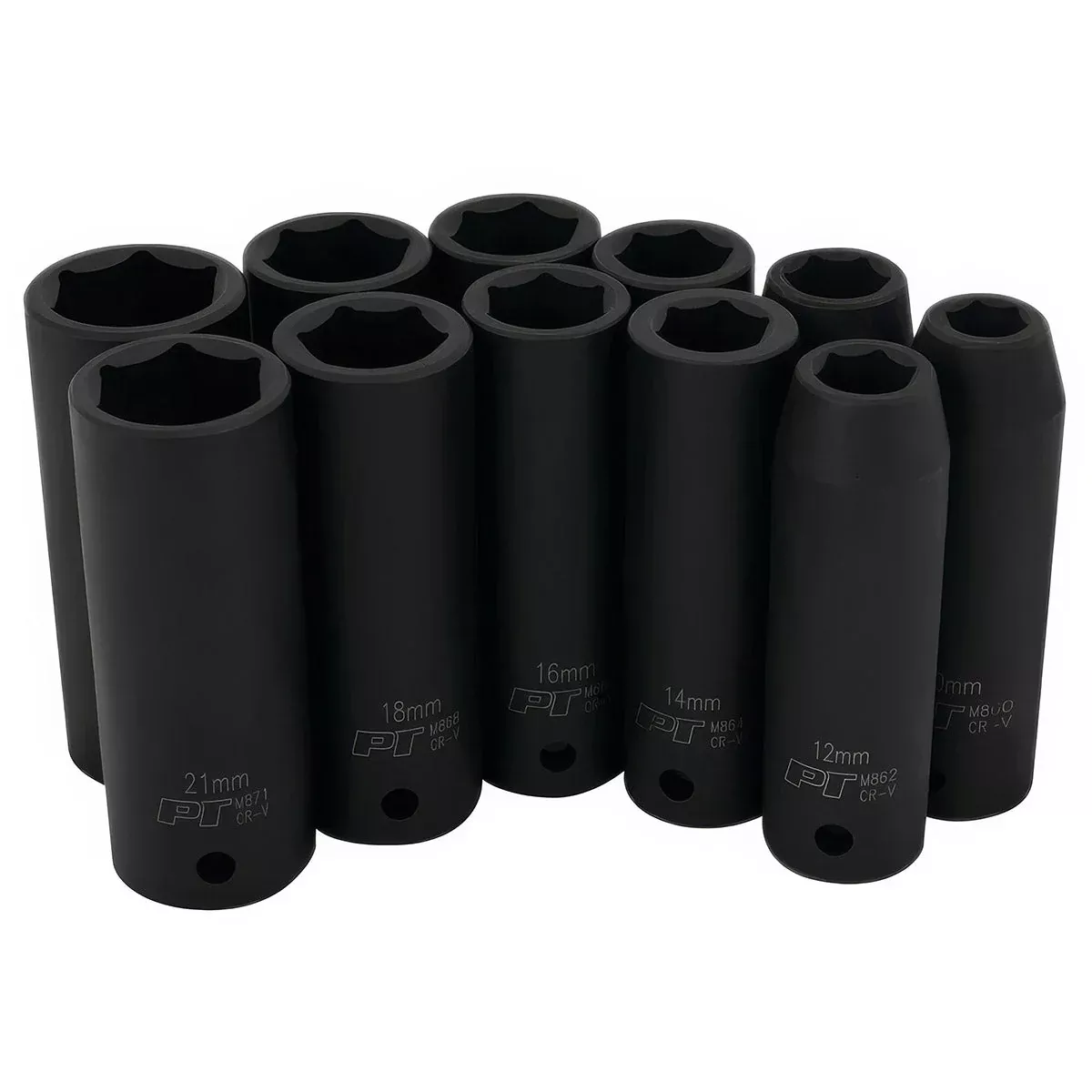 METRIC DEEPWELL IMPACT SKT - 1/2" DRIVE - 11 PC