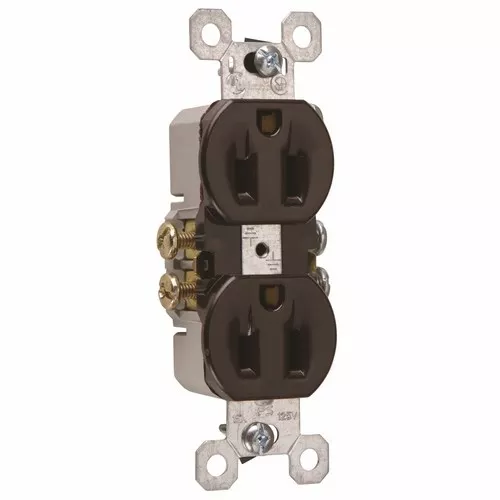 Pass & Seymour 3232 Duplex Grounding Receptacle. 15 Amp, 125 Volt, Brown