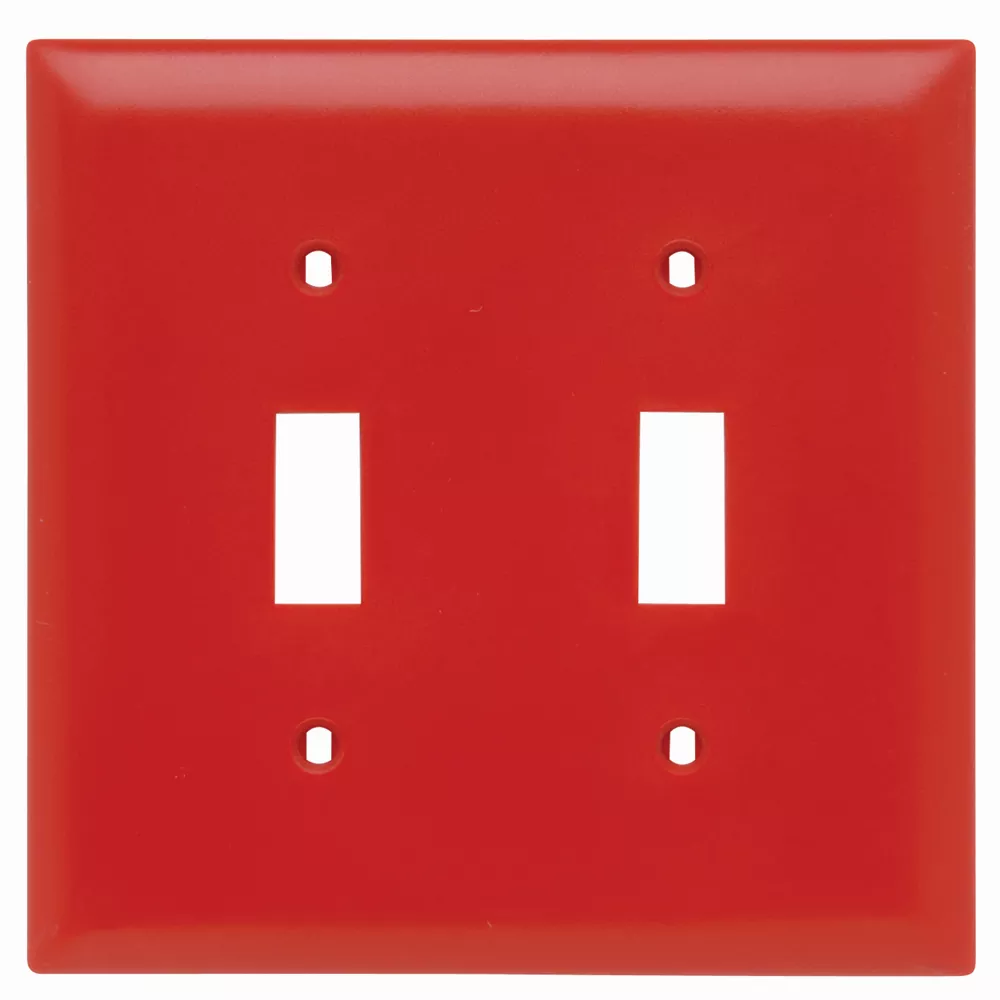 Pass & Seymour TP2-RED 2Gang Wall Plate, Toggle Switch, Nylon, Standard - Red