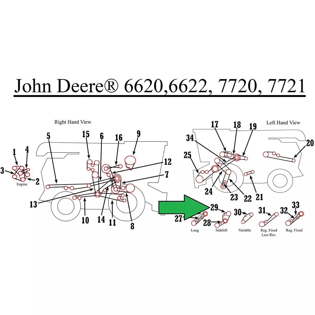 Platform and Corn Head Belt for John Deere 6600, 6620, 7700 | H84441