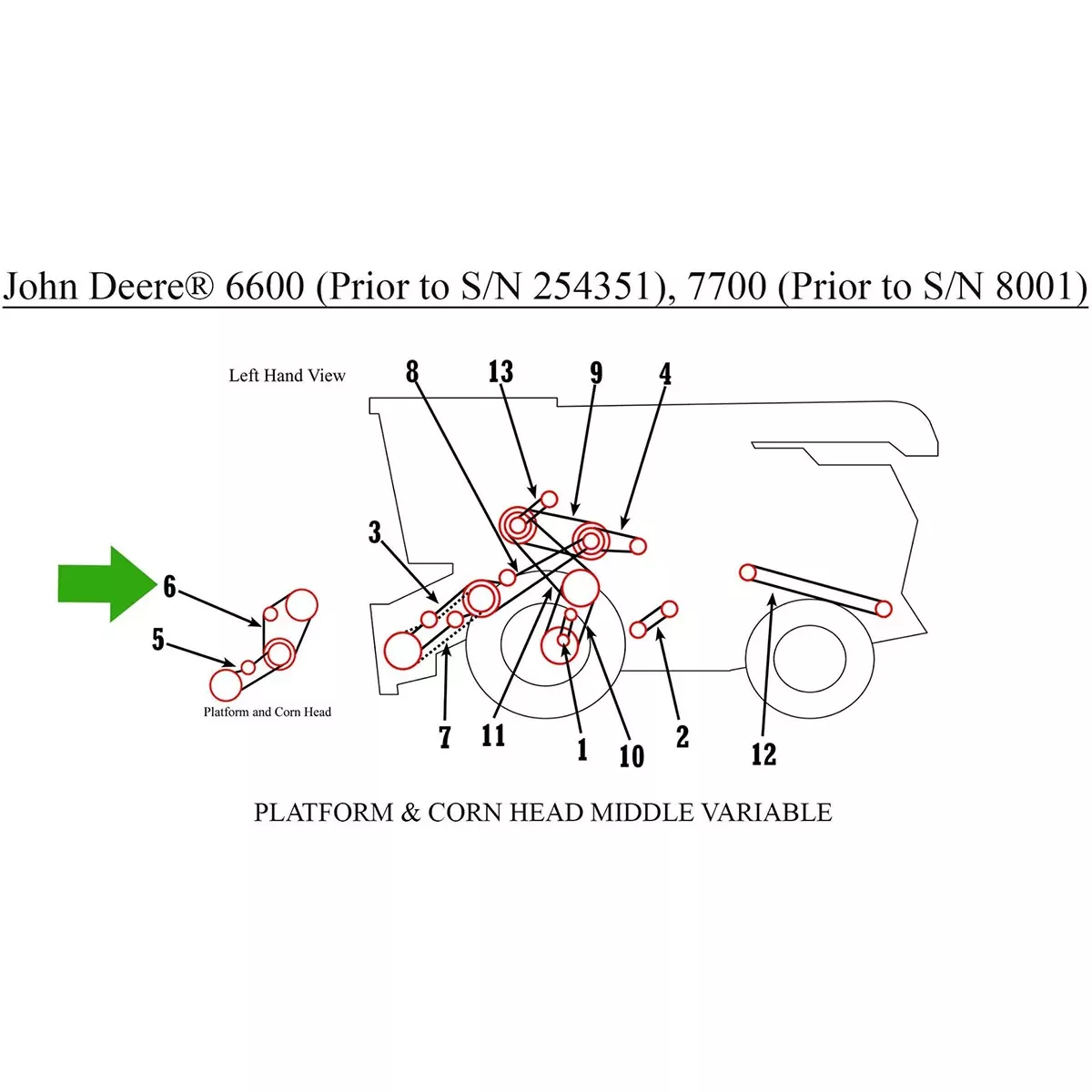 Platform and Cornhead Belt for John Deere 4400, 4420, 6600+ | P46553
