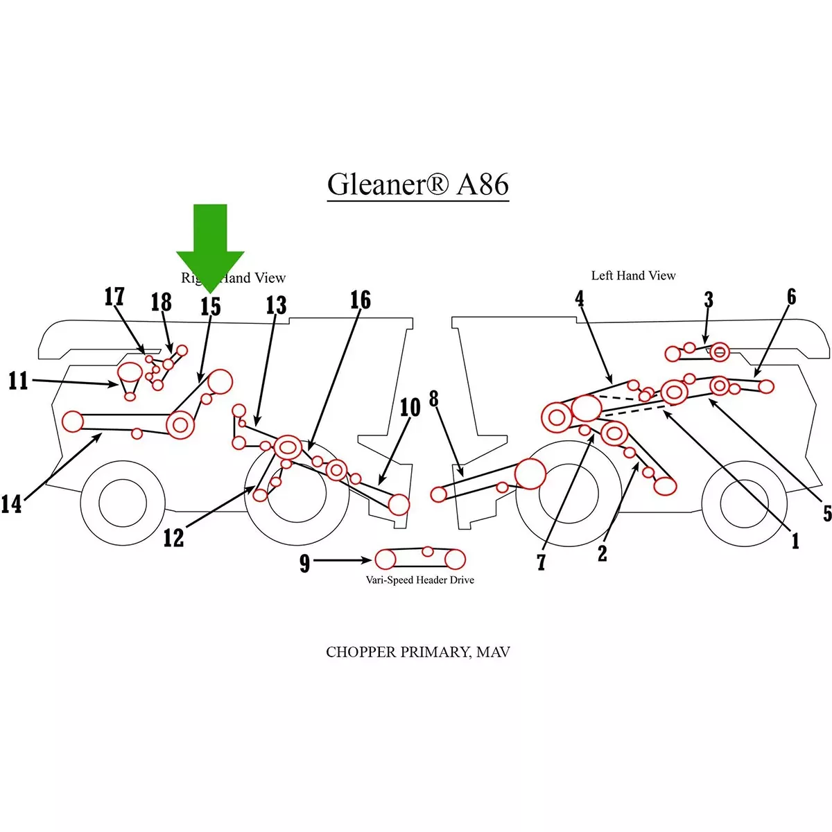 Primary Chopper Belt for Challenger, Massey Ferguson and Gleaner | 1424226