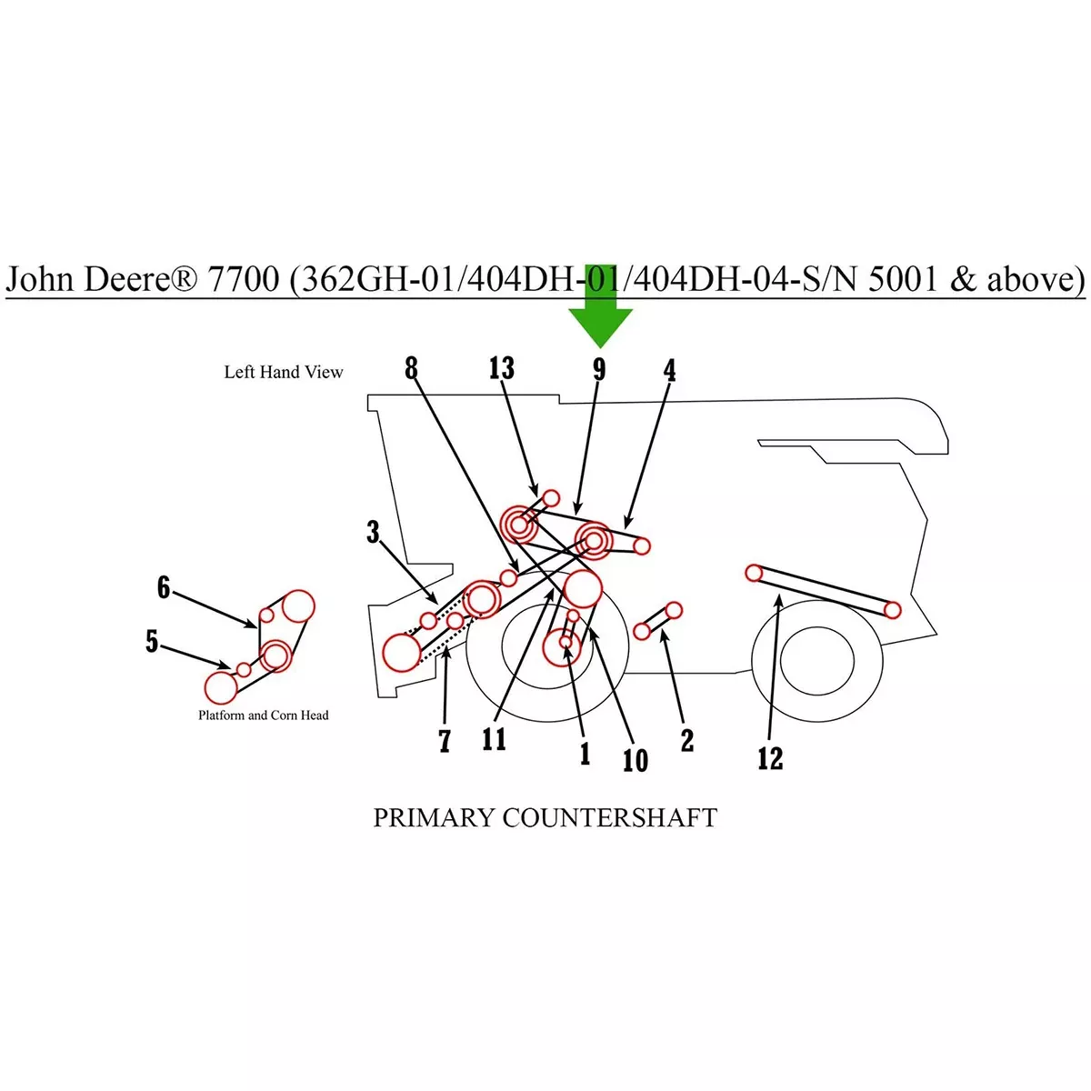 Primary Countershaft Belt for John Deere 6600, 6602, 7700 | H84462