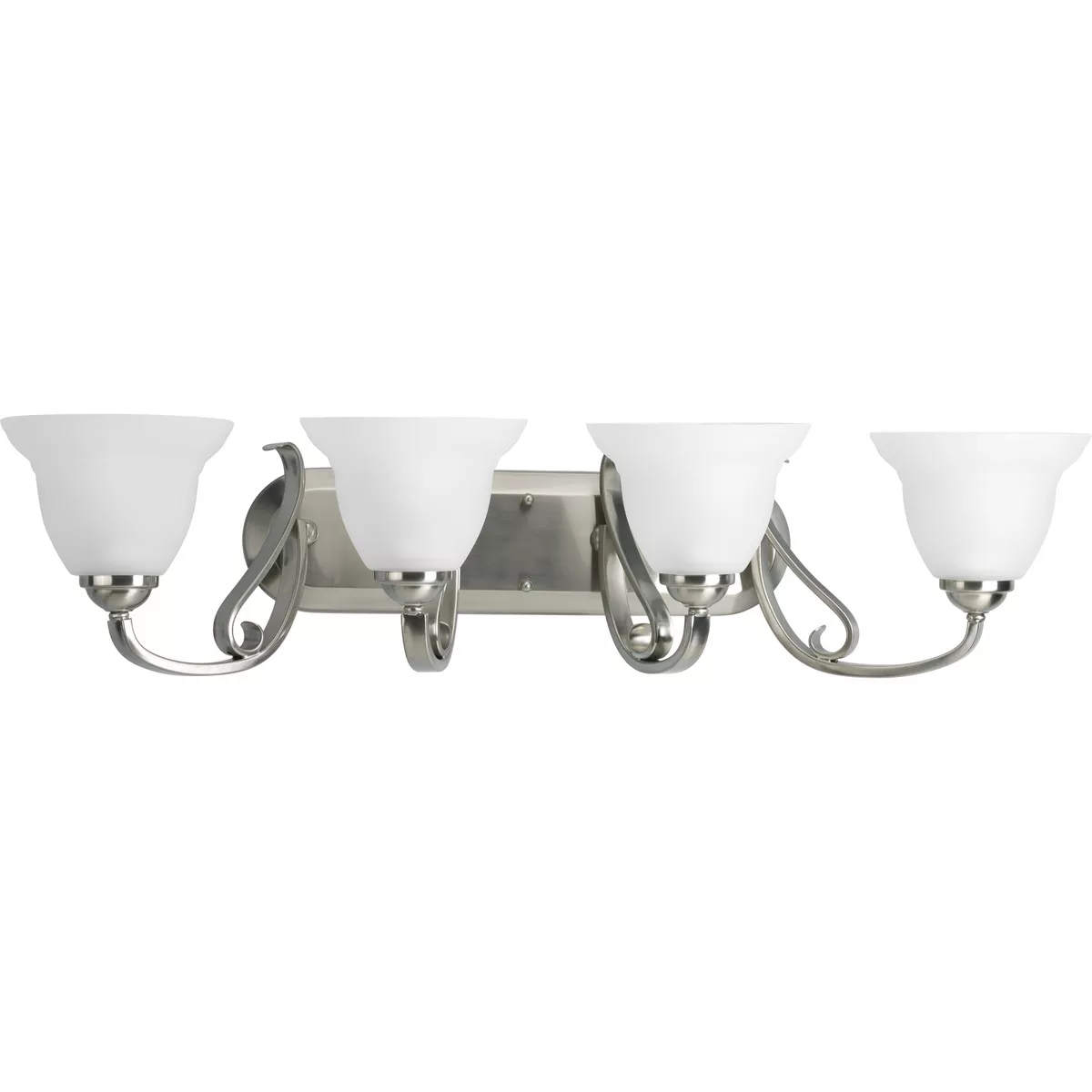 Progress P2884-09 Torino Collection Four-Light Brushed Nickel Etched Glass Transitional Bath Vanity Light