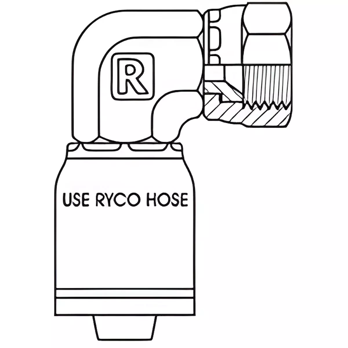 SAE FEMALE 90 ELBOW WITH 7/8 INCH THREAD FOR 3/8 INCH HOSE