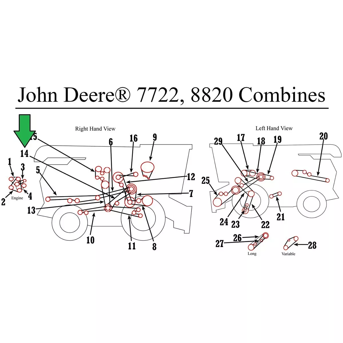 Secondary Countershaft Drive Belt for John Deere 6620, 6622+ | H110300