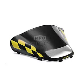Ski-Doo Med-Low Flared Yellow Checkerboard on Black Windshield. For CK-3 Chassis.