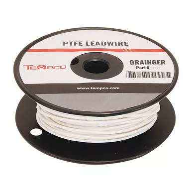 Tempco High Temp Lead Wire, PTFE, 20 AWG, White, 100 ft LDWR-1059